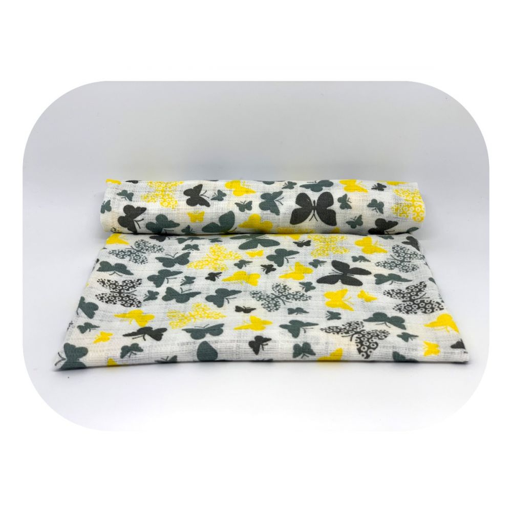 Dětská bavlněná plena Motýlci šedá