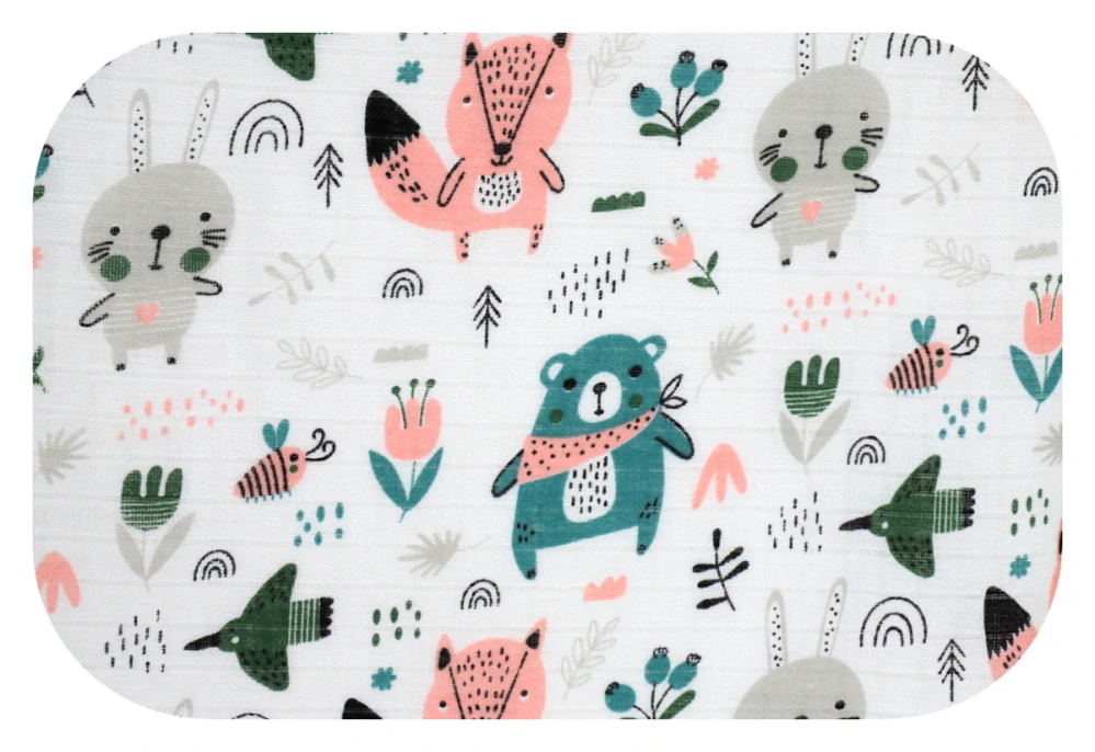 Dětská bavlněná plena Lesní zvířátka tyrkys