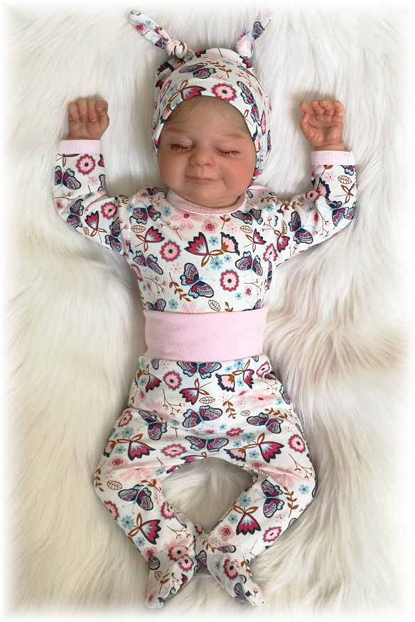 Bavlněná čepička s uzlíky Růžový motýl