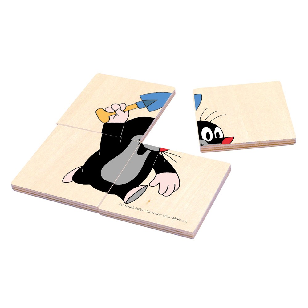 Dřevěné puzzle 4 x obrázek Krteček