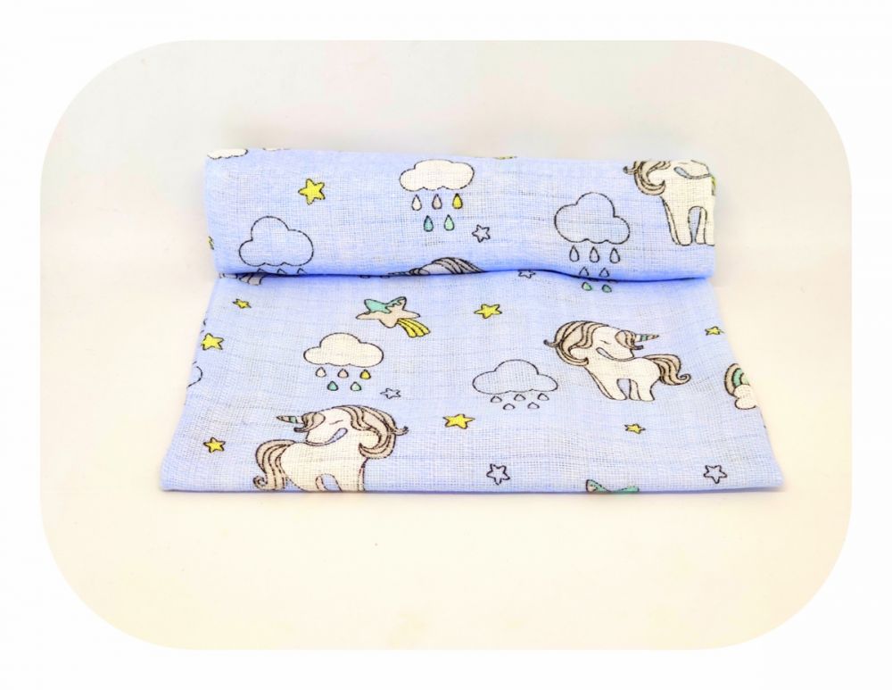 Dětská bavlněná plena Jednorožec modrý