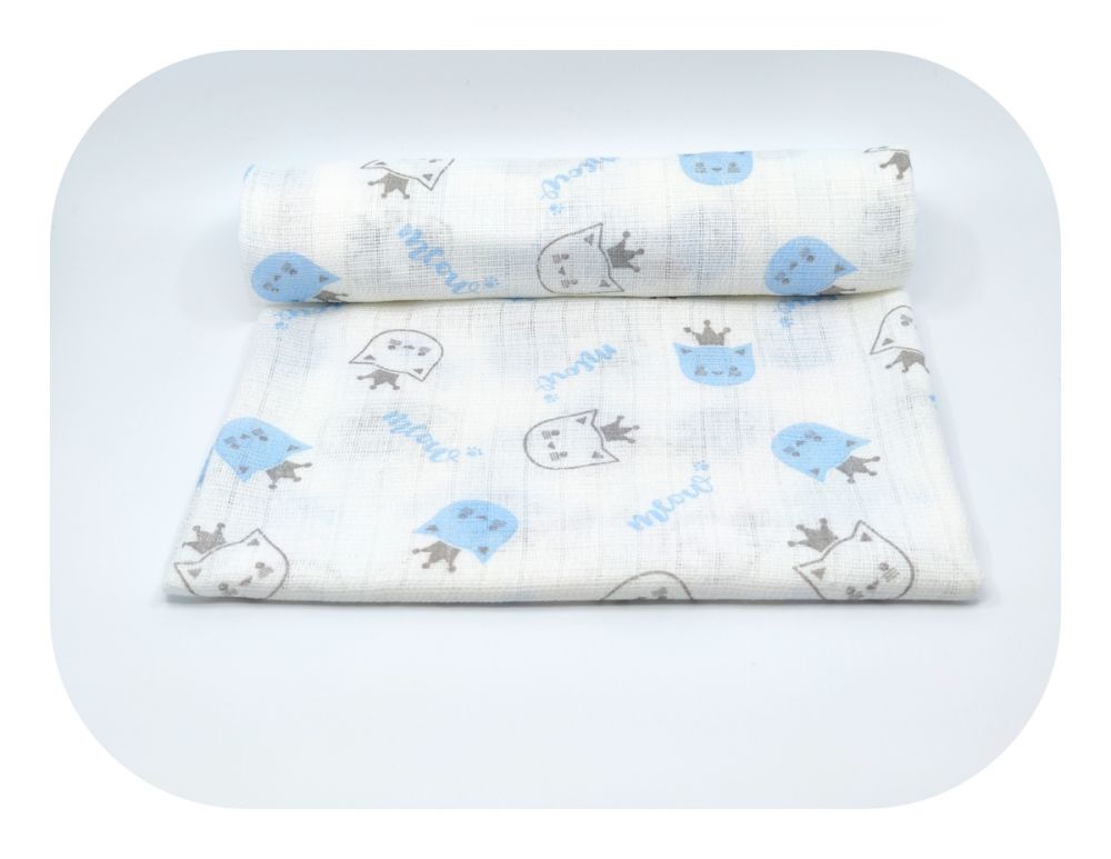 Dětská bavlněná plena Kočička modrá