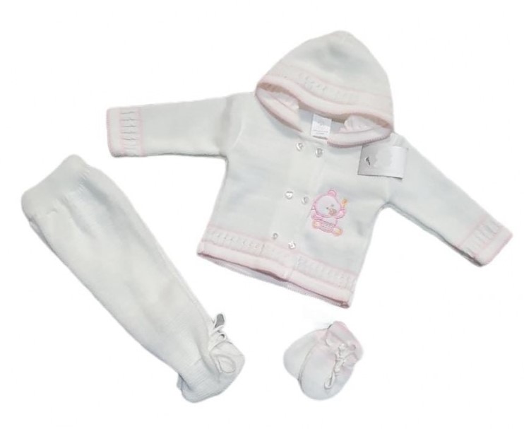 Kojenecká 3D souprava Méďa růžová