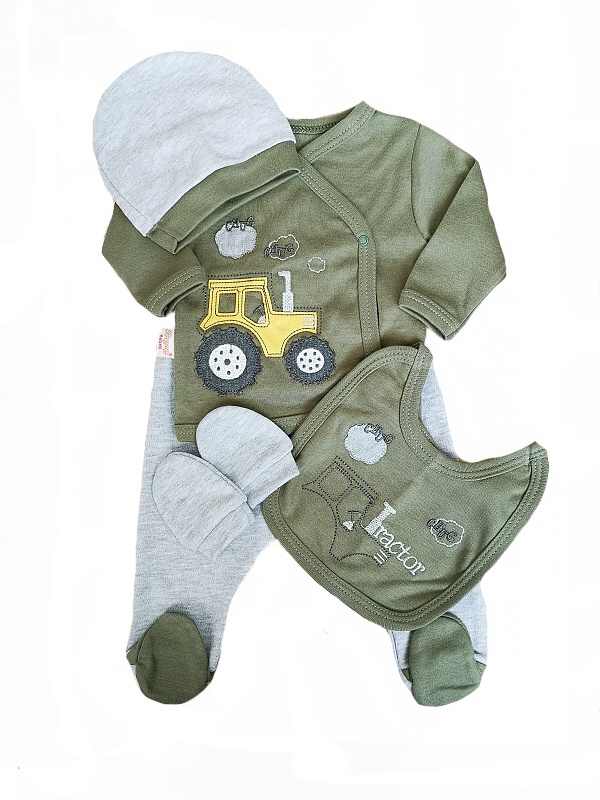 Kojenecká 5D souprava Traktor khaki