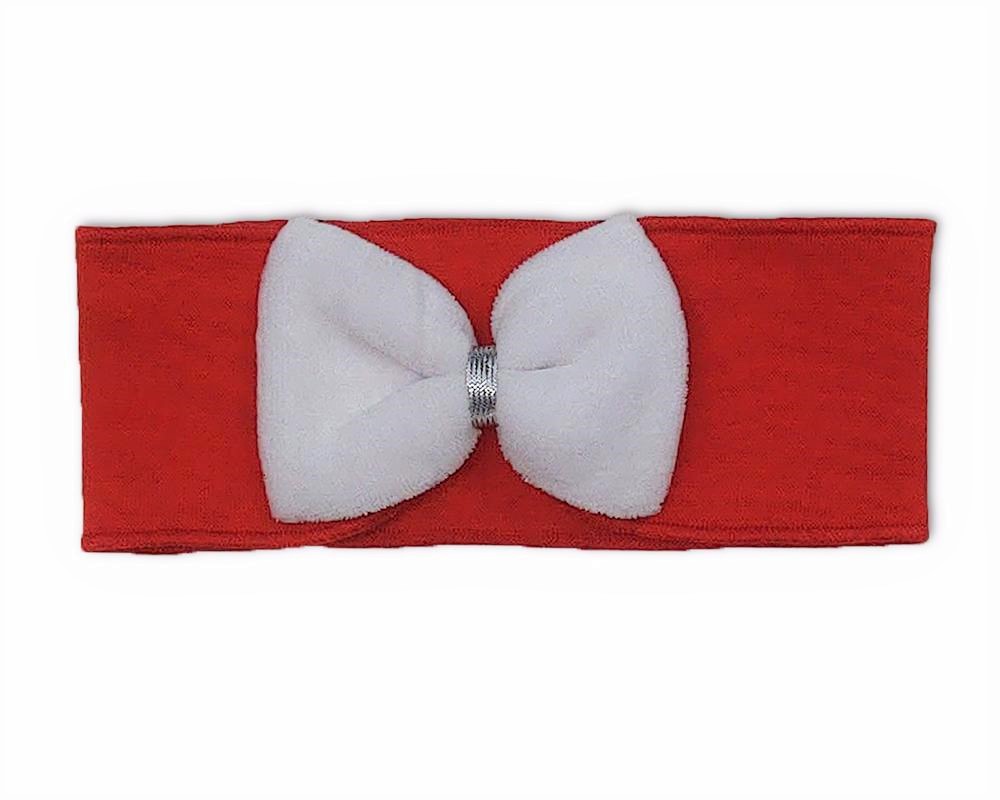 Dívčí čelenka červená bílá mašle