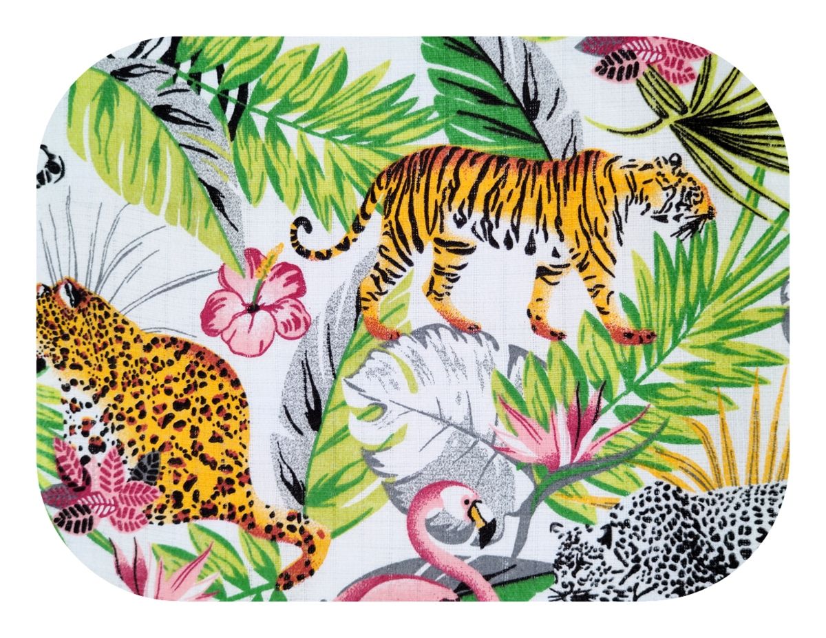 Bavlněná plena s obrázky - džungle bílá