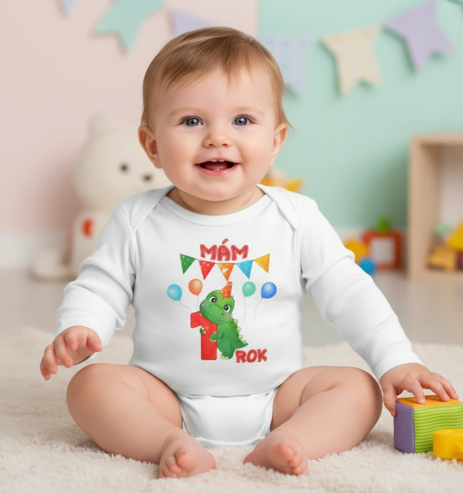 Dětské body Mám 1 ROK dino 80