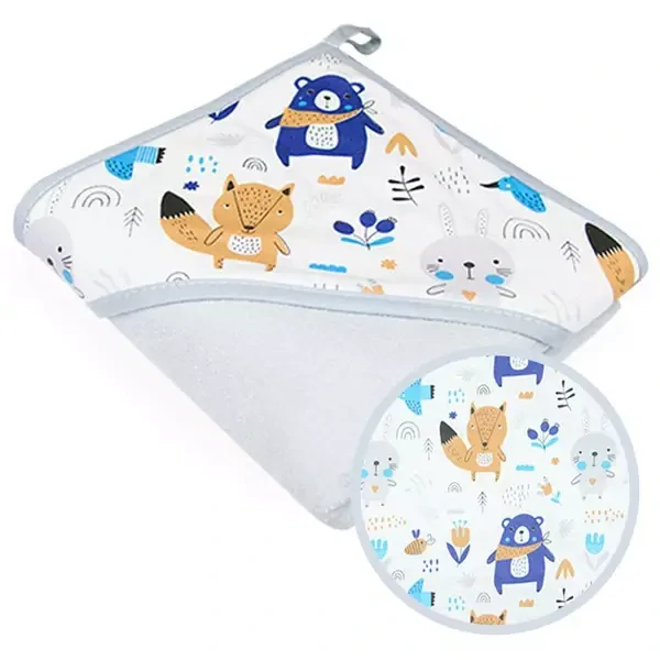 Dětská froté osuška 100x100 Lesní zvířátka - šedá