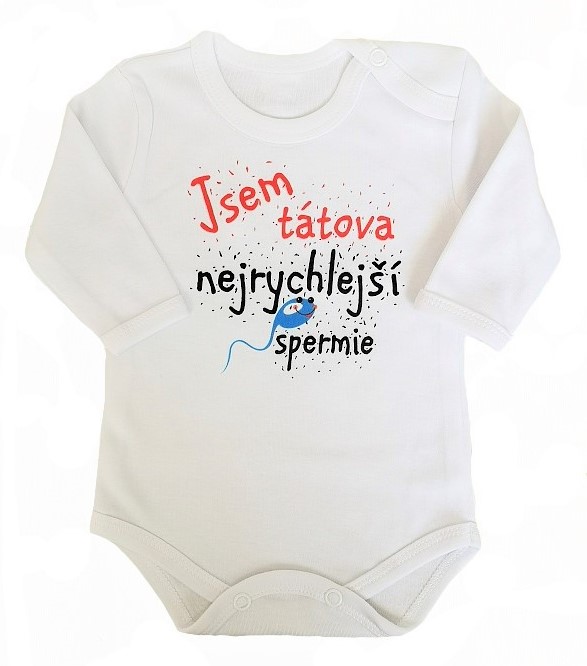 Vtipné body s nápisem “Jsem tátova nejrychlejší spermie” 68