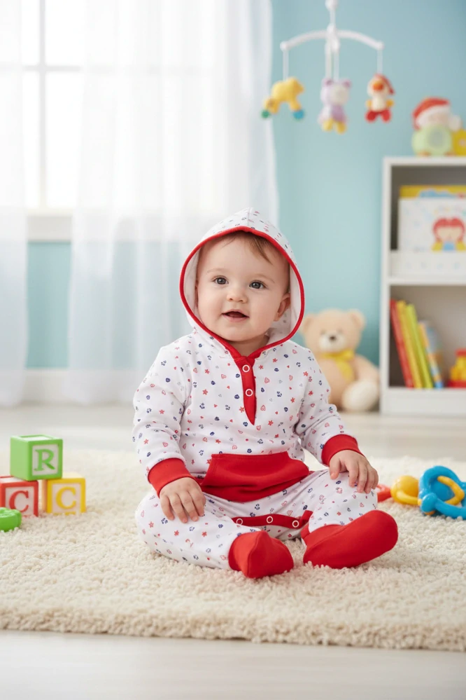 Kojenecký overal s kapucí Moře 80