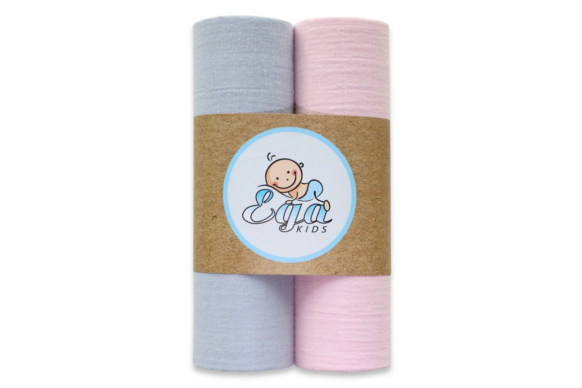 Mušelínové pleny 2 kusy šedá/růžová