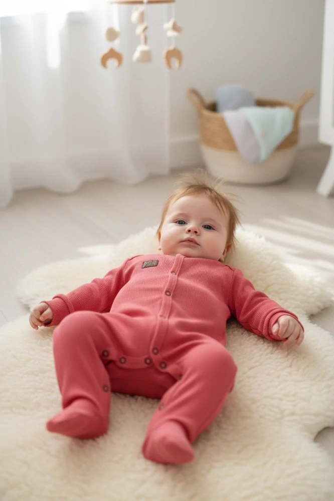 Kojenecký žebrovaný overal Brumlík - korálová 68