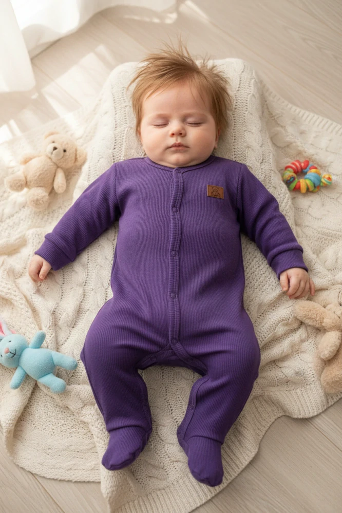 Kojenecký žebrovaný overal Brumlík - fialová 74