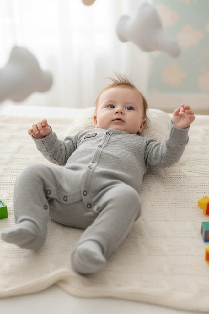 Kojenecký žebrovaný overal Brumlík - šedá 74