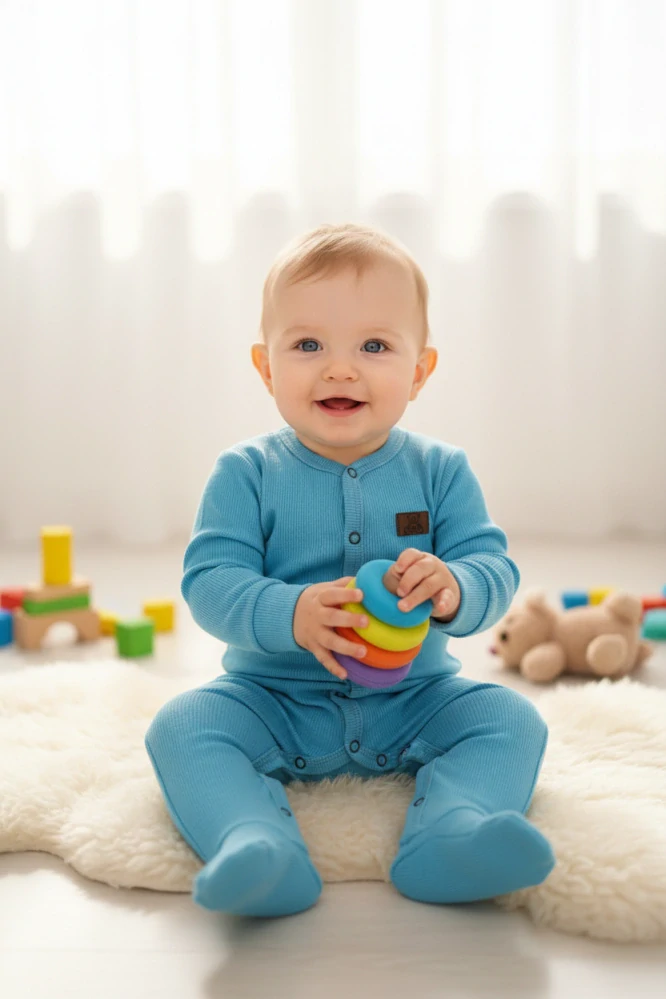 Kojenecký žebrovaný overal Brumlík - tyrkys 86