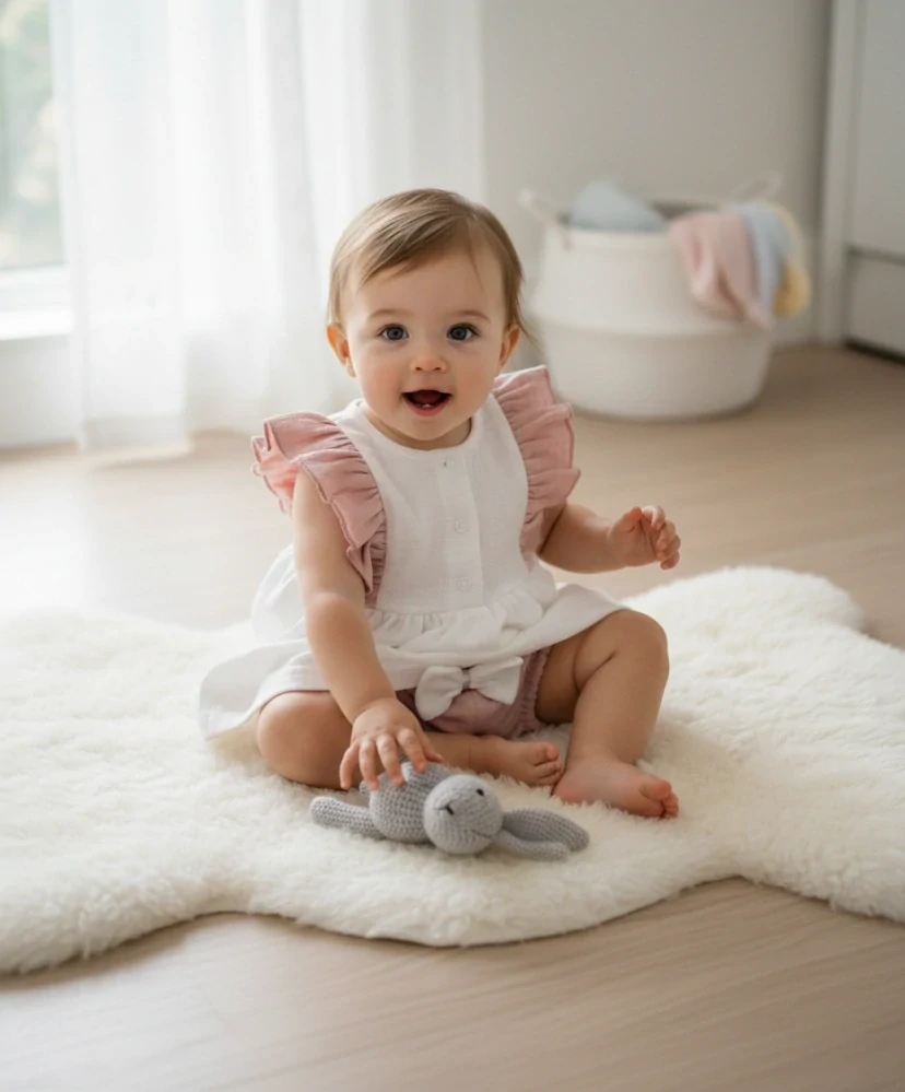 Kojenecká 2D mušelínová souprava pudrová 74