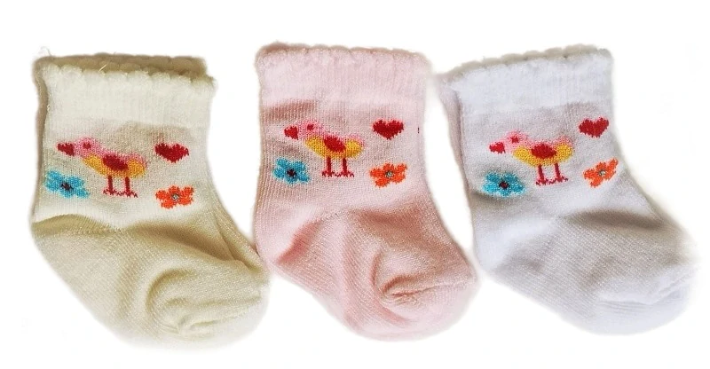 Kojenecké ponožky 3 kusy ptáček
