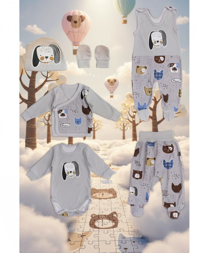 Kojenecká 6D souprava Animals šedá 62