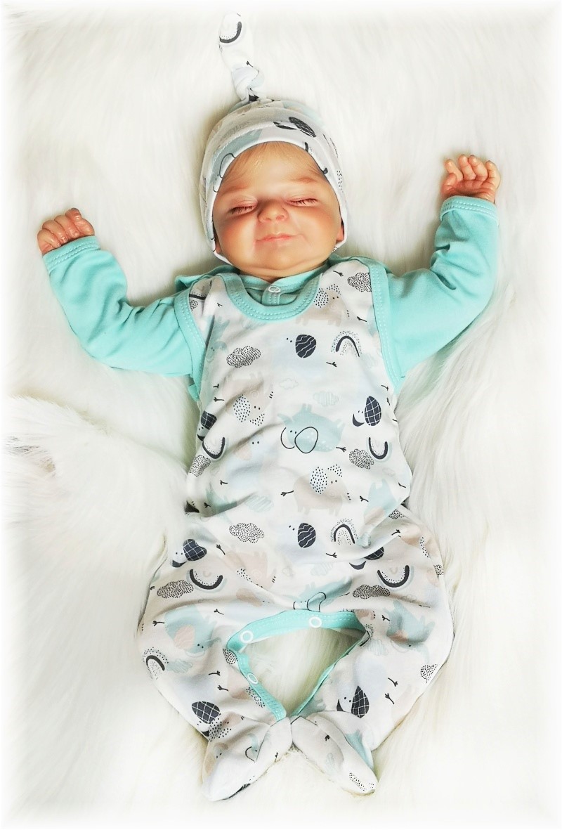 Kojenecké dupačky Duhový sloník mátová 48