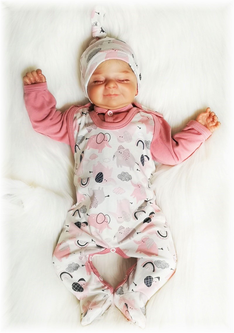 Kojenecké dupačky Duhový sloník pudrová 62