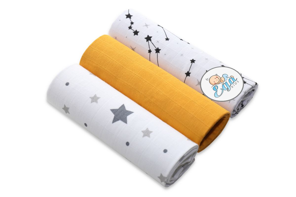 Mušelínové pleny 3 kusy galaxie/hvězdičky