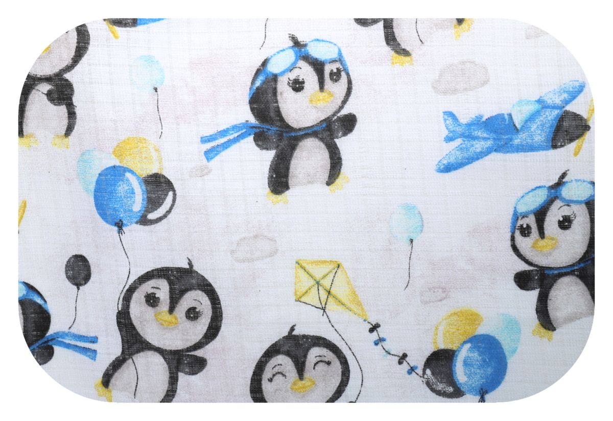 Bavlněná plena s obrázky - tučňáčci modrá