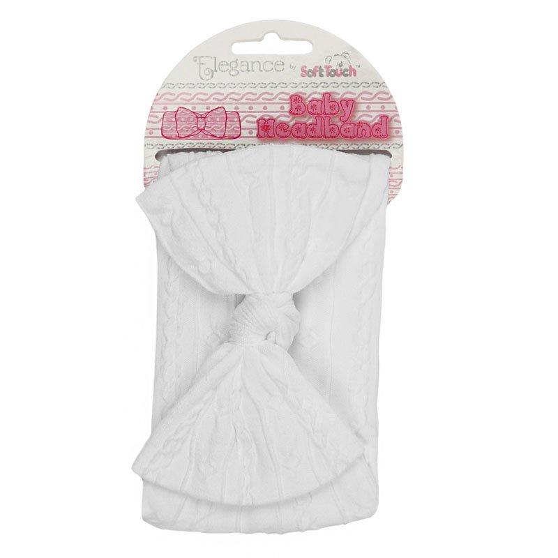 Kojenecká bílá čelenka s velkou vzorovanou mašlí