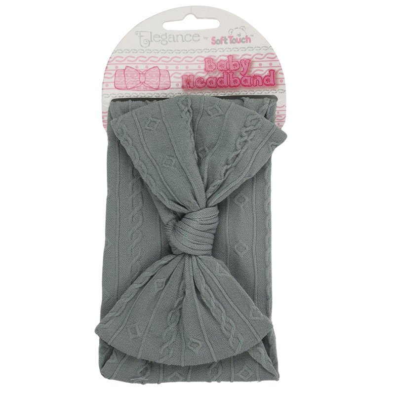 Kojenecká šalvějová čelenka s velkou vzorovanou mašlí