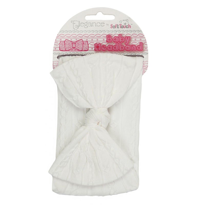 Kojenecká smetanová čelenka s velkou vzorovanou mašlí