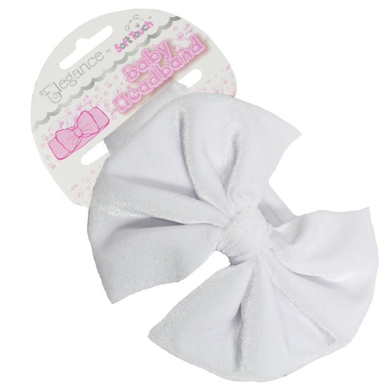 Kojenecká sametová čelenka s mašlí bílá