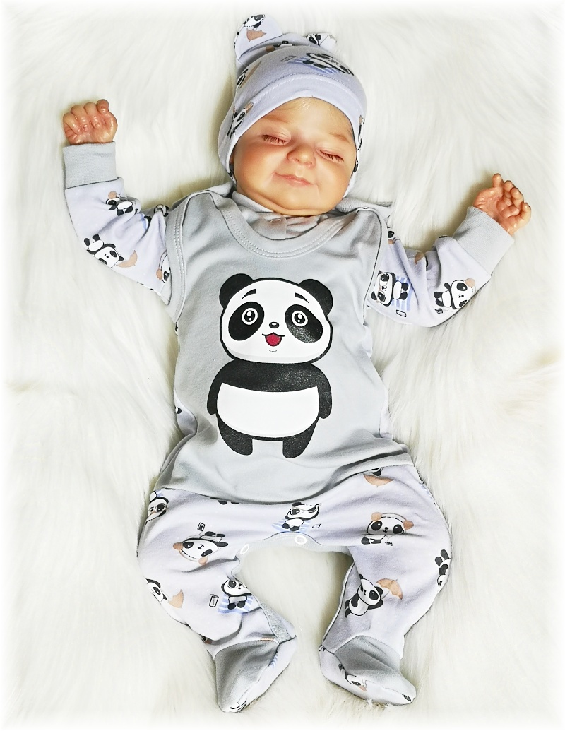 Kojenecké dupačky Panda šedá 48