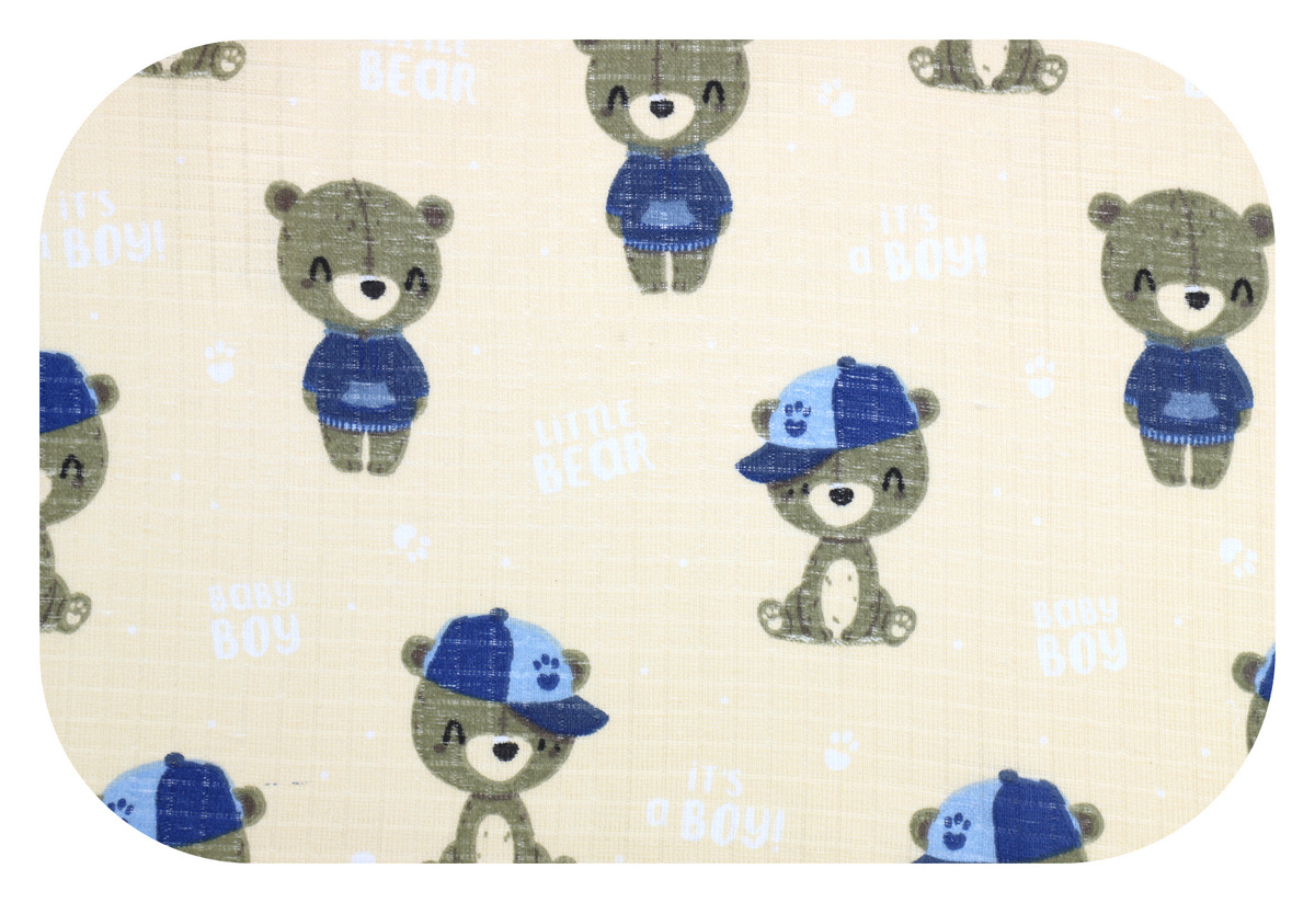 Bavlněná plena s obrázky - Méďa v čepici krém