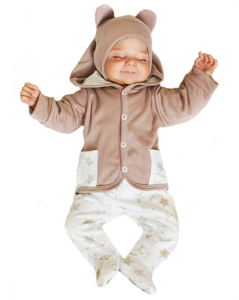 Kojenecká dvojitá čepička Malá hvězda kapučíno 