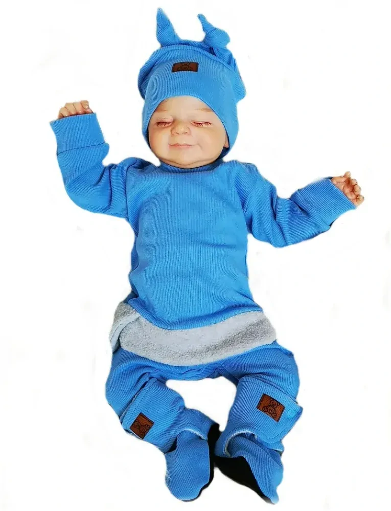 Kojenecká 4D bavlněná souprava Brumlík modrá 80