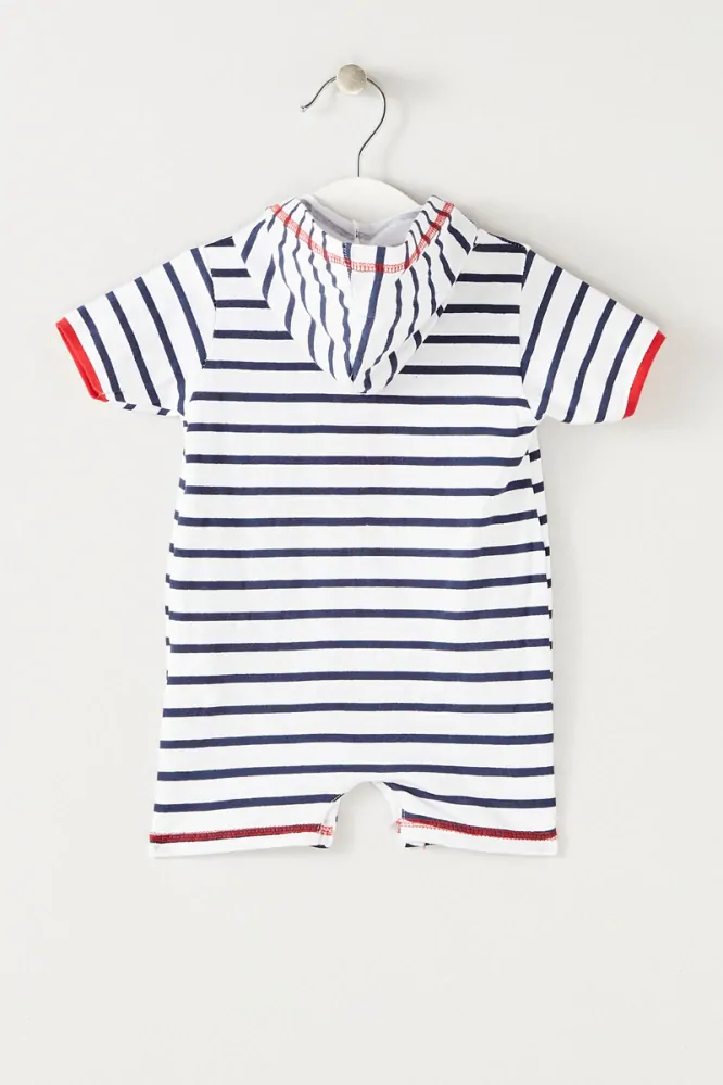 Chlapecký letní overal LEE COOPER s kapuckou červený proužek 80