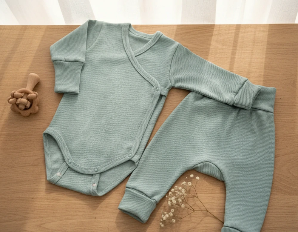 Kojenecká 2D rostoucí souprava zavinovací body+tepláčky máta 86/92