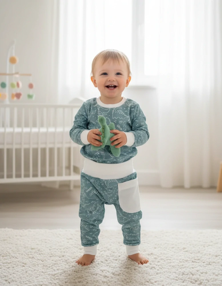 Dětské tričko dl. rukáv Dino máta 104