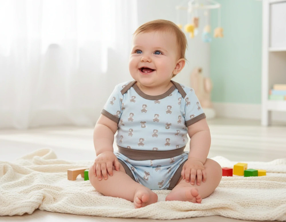 Kojenecká letní 2D souprava Lišáček modrá 62