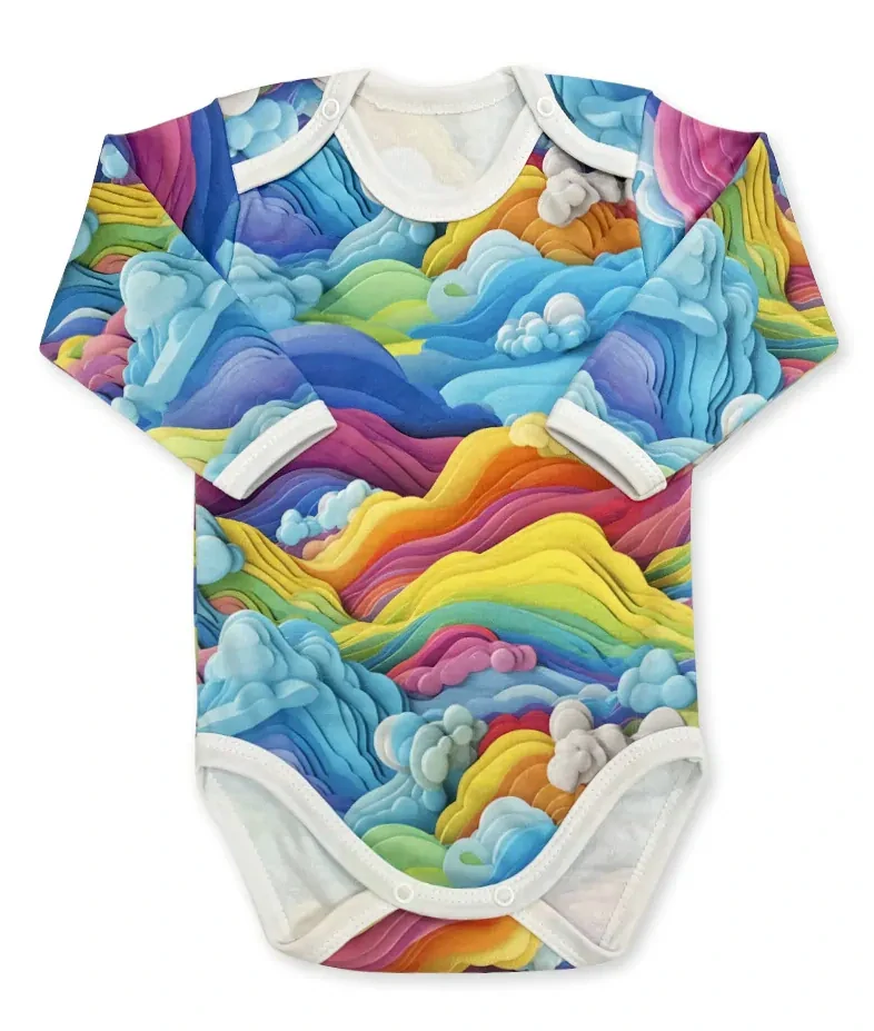 Kojenecké body dl. rukáv BE HAPPY duha 56