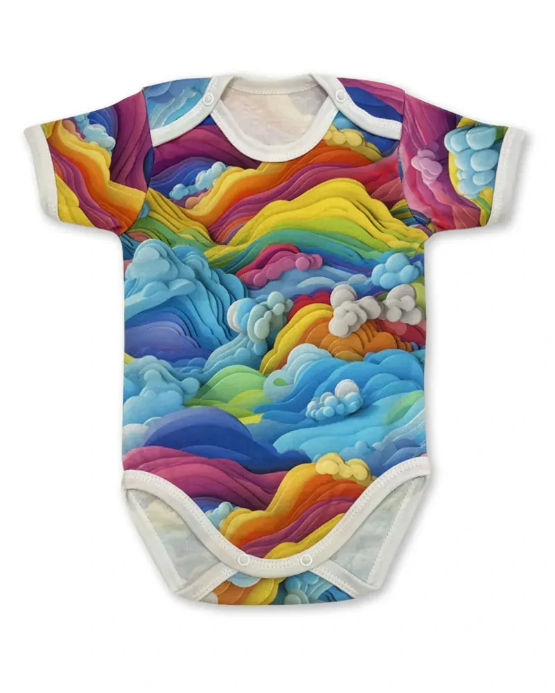 Kojenecké body kr. rukáv BE HAPPY duha 86