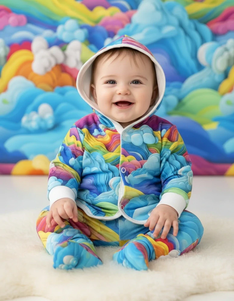 Kojenecké polodupačky BE HAPPY duha 68