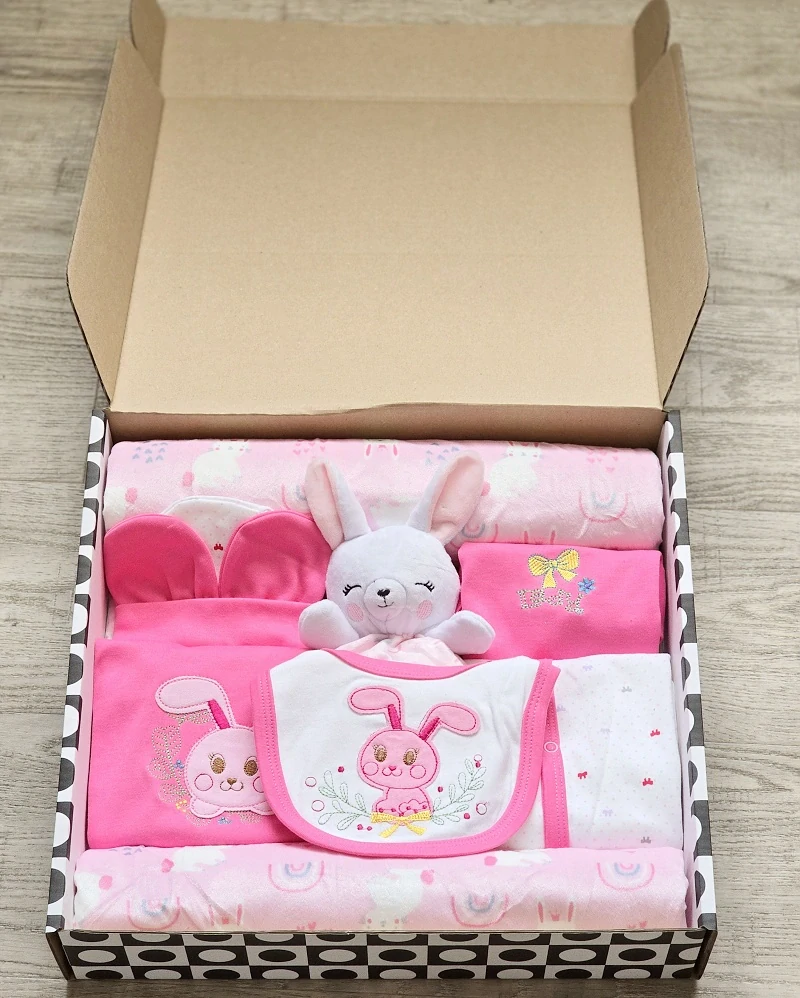 Brumlík dárkový set pro miminko Králíček tm. růžová 74
