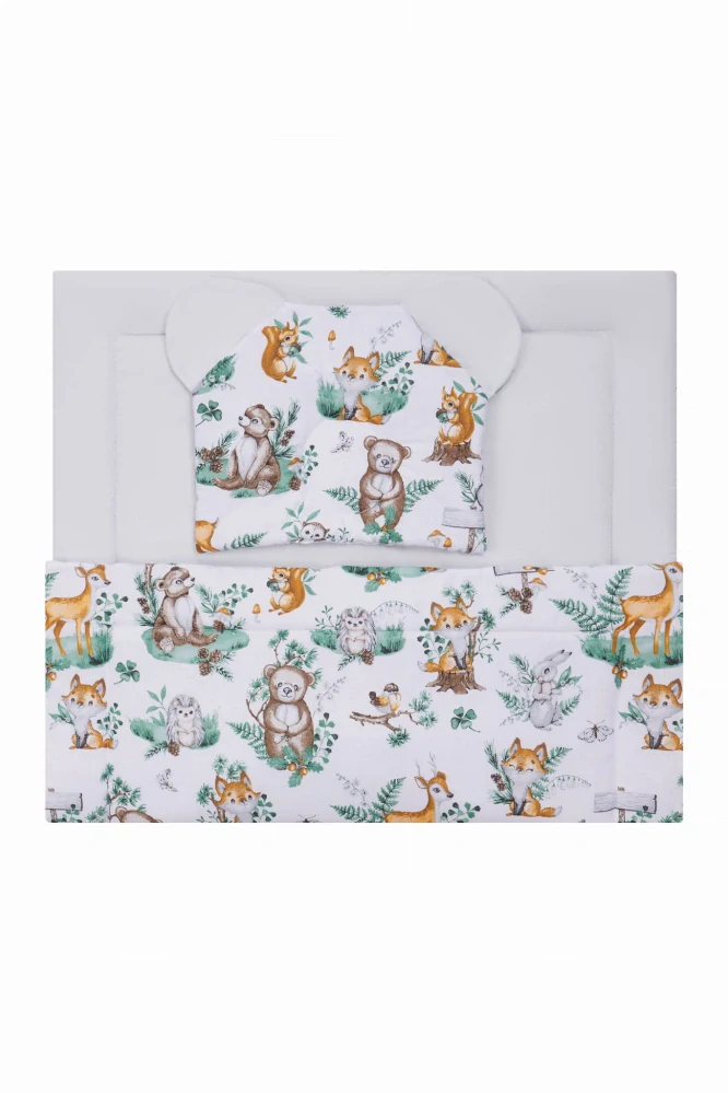 Bocioland 2D set bavlněná deka + polštářek Lesní zvířátka šedá