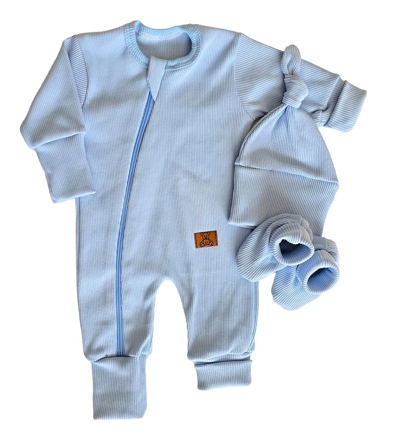 Kojenecký rostoucí overal, čepička, capáčky modrá 44/46