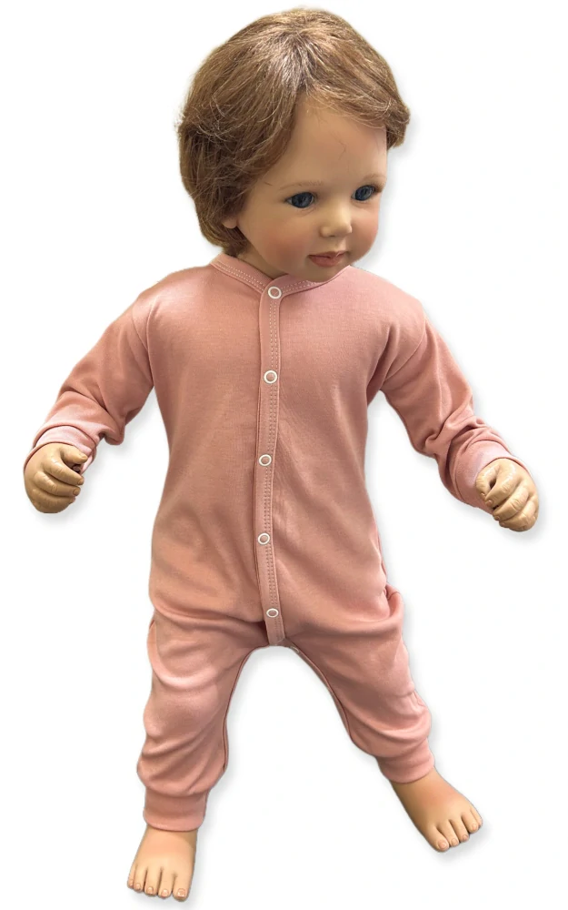 Kojenecký overal bez šlapek pudrový 86