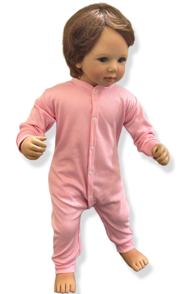 Kojenecký overal bez šlapek růžový 86