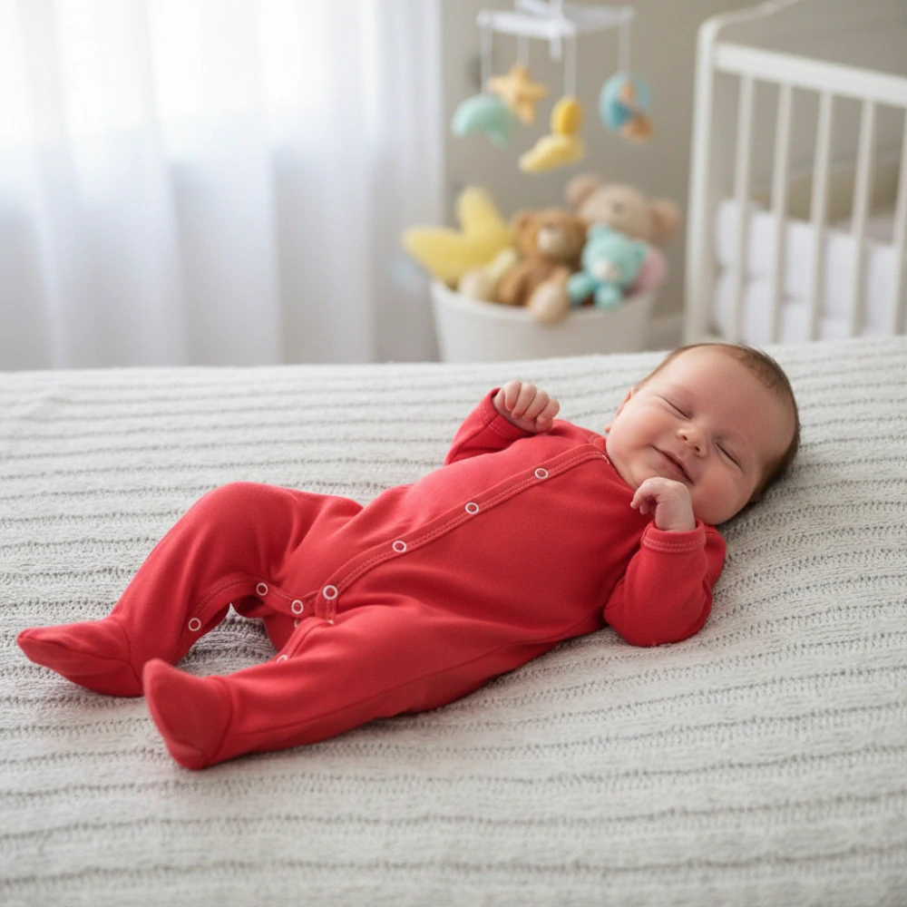 Kojenecký červený bavlněný overal 48