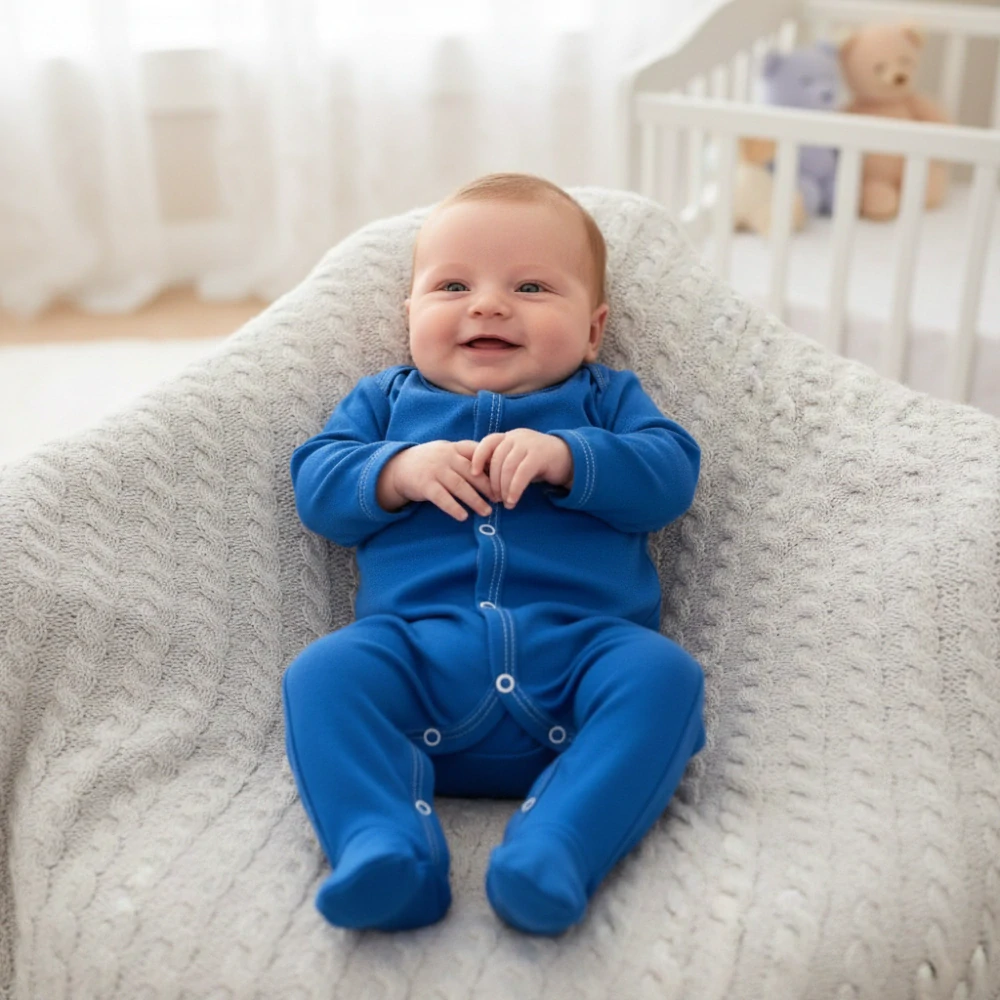 Kojenecký modrý bavlněný overal 62