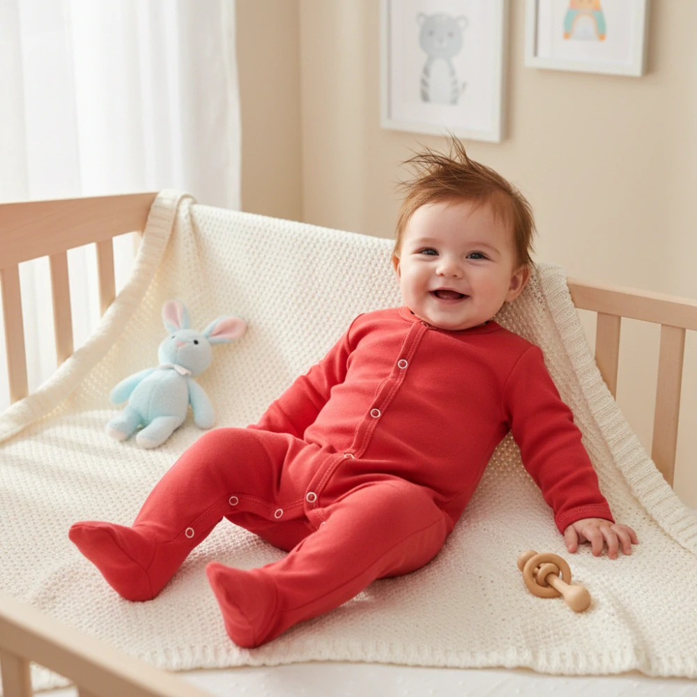 Kojenecký červený bavlněný overal 80