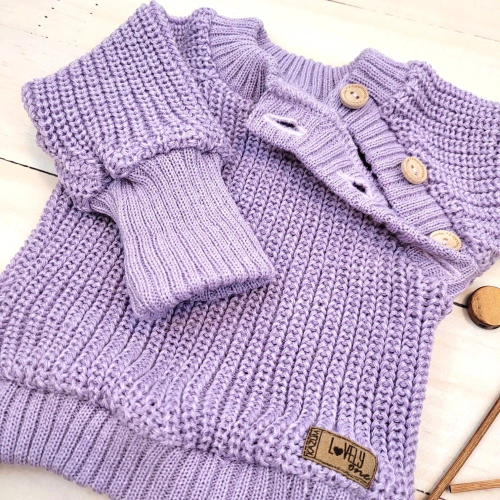 Kojenecký pletený svetřík Lovely lila 56/62